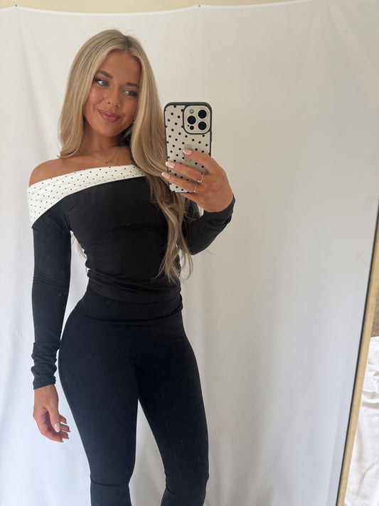 Dottie Foldover Off Shoulder Long Sleeve Active Top