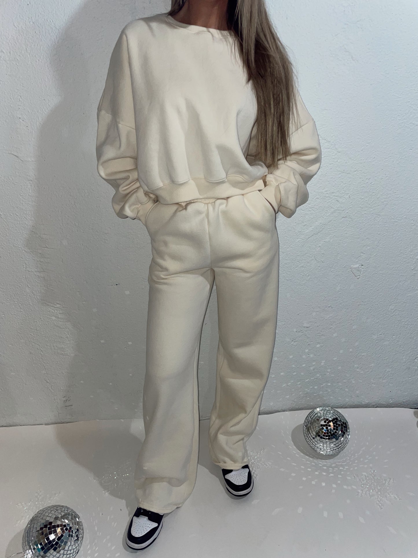 On A Cloud Wide Leg Sweatpants - Cream