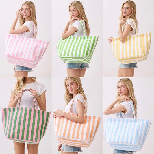 TERRY CLOTH STRIPED TOTE - PRE ORDER