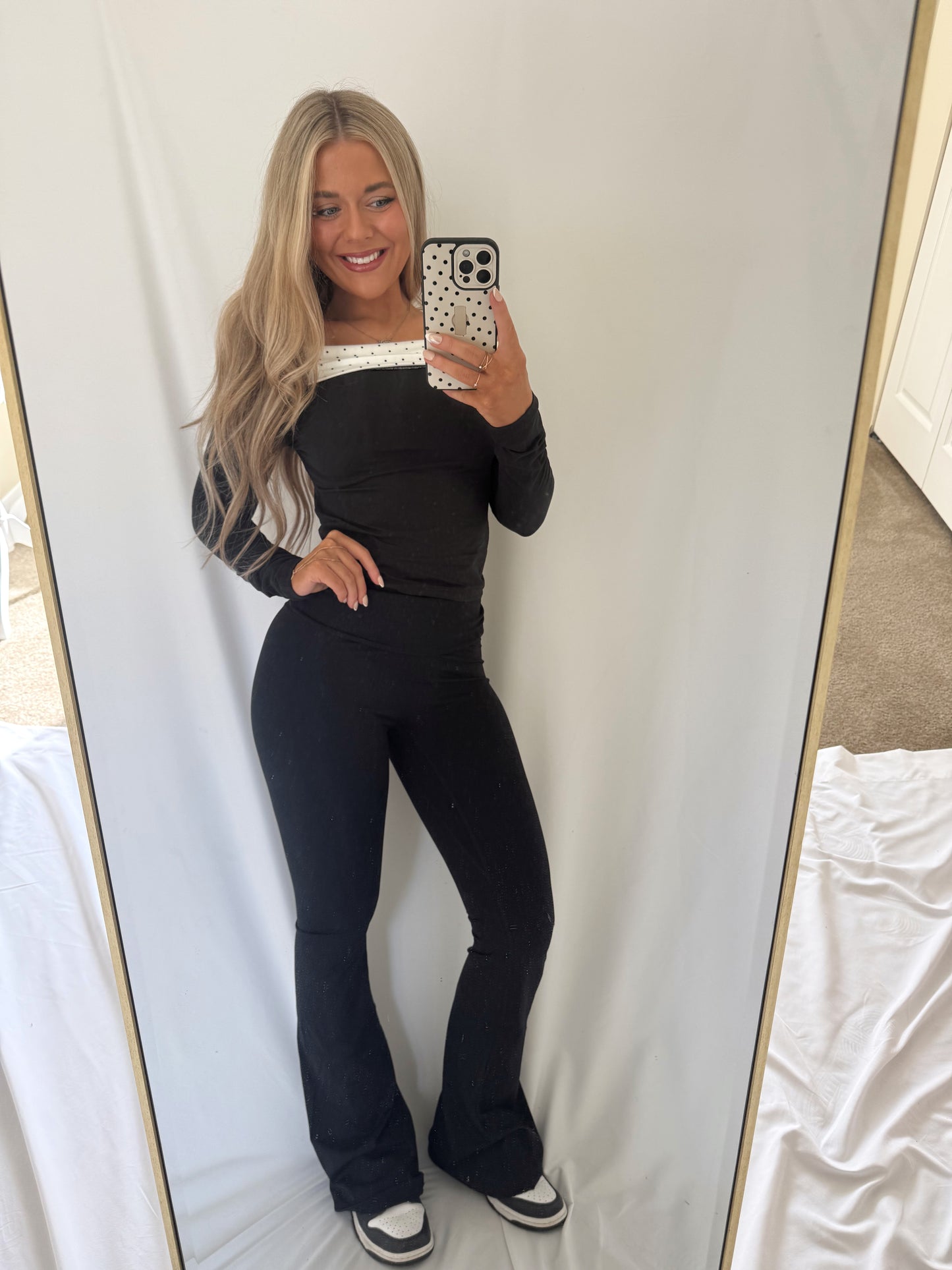 Foldover Flare Legging - Black