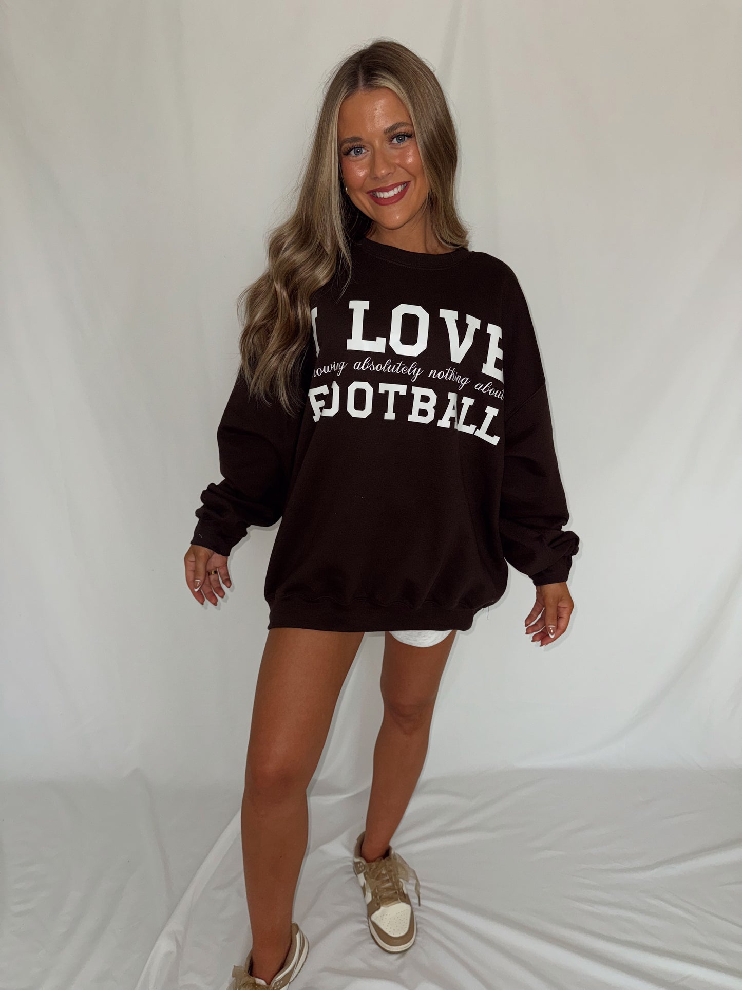 I Love Football Crewneck - Brown