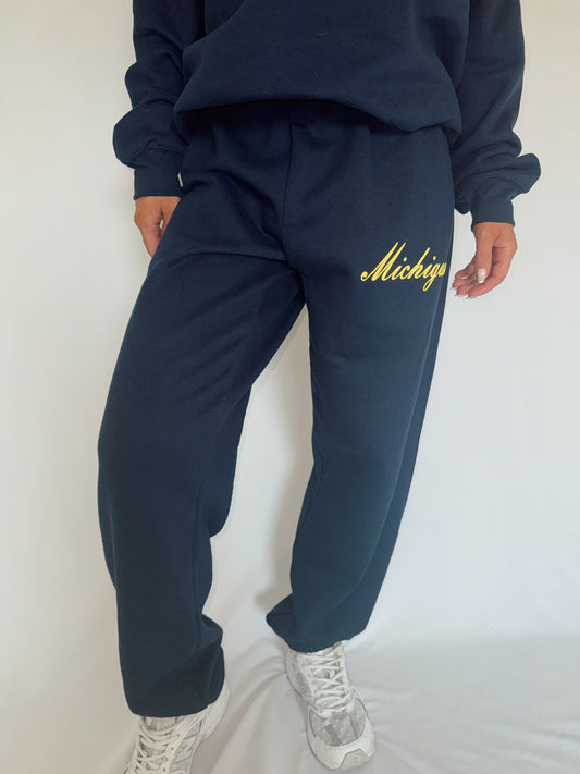 Michigan Script Sweatpants - Navy