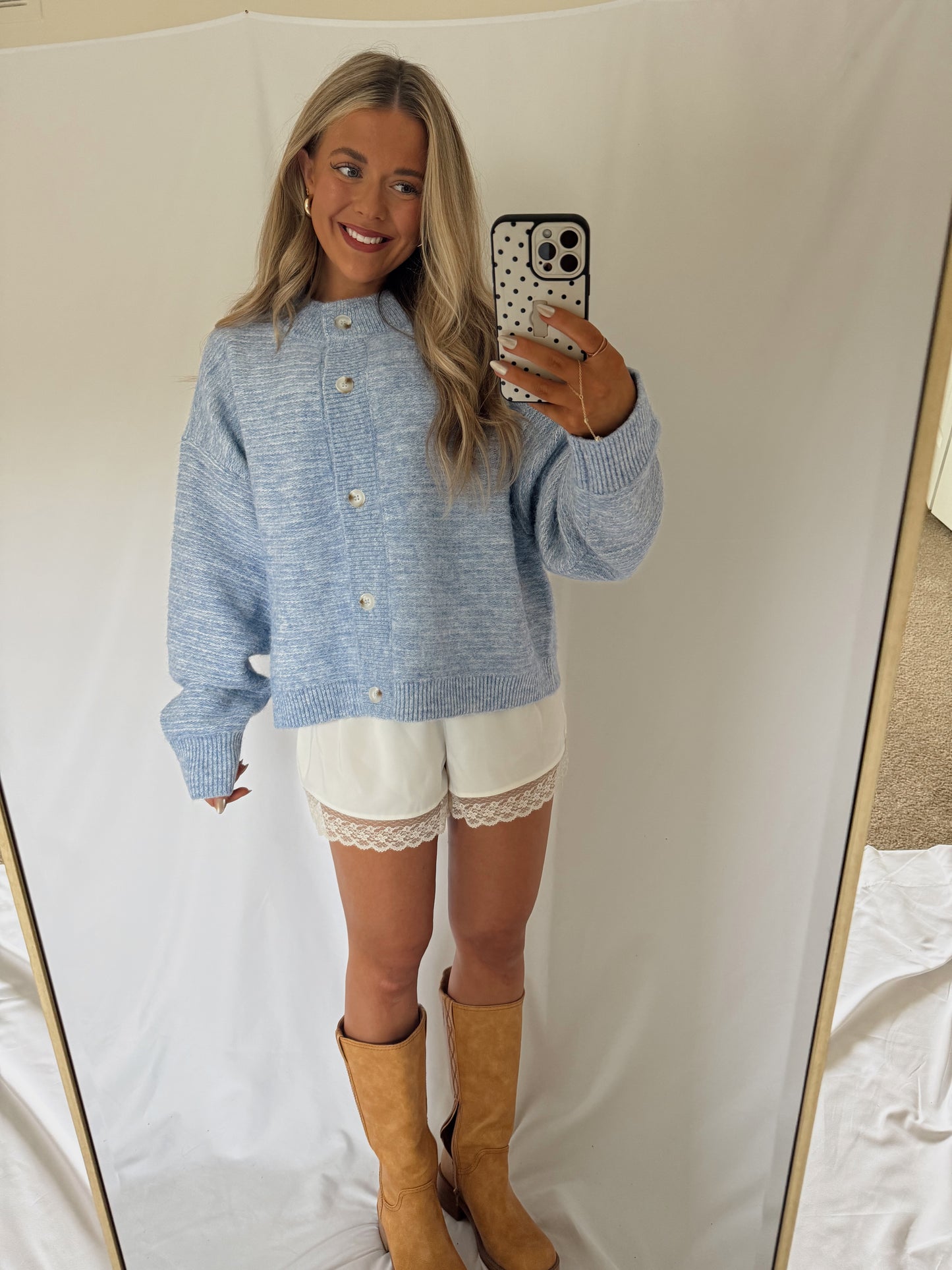 Denim Blue Oversized Cardigan Sweater