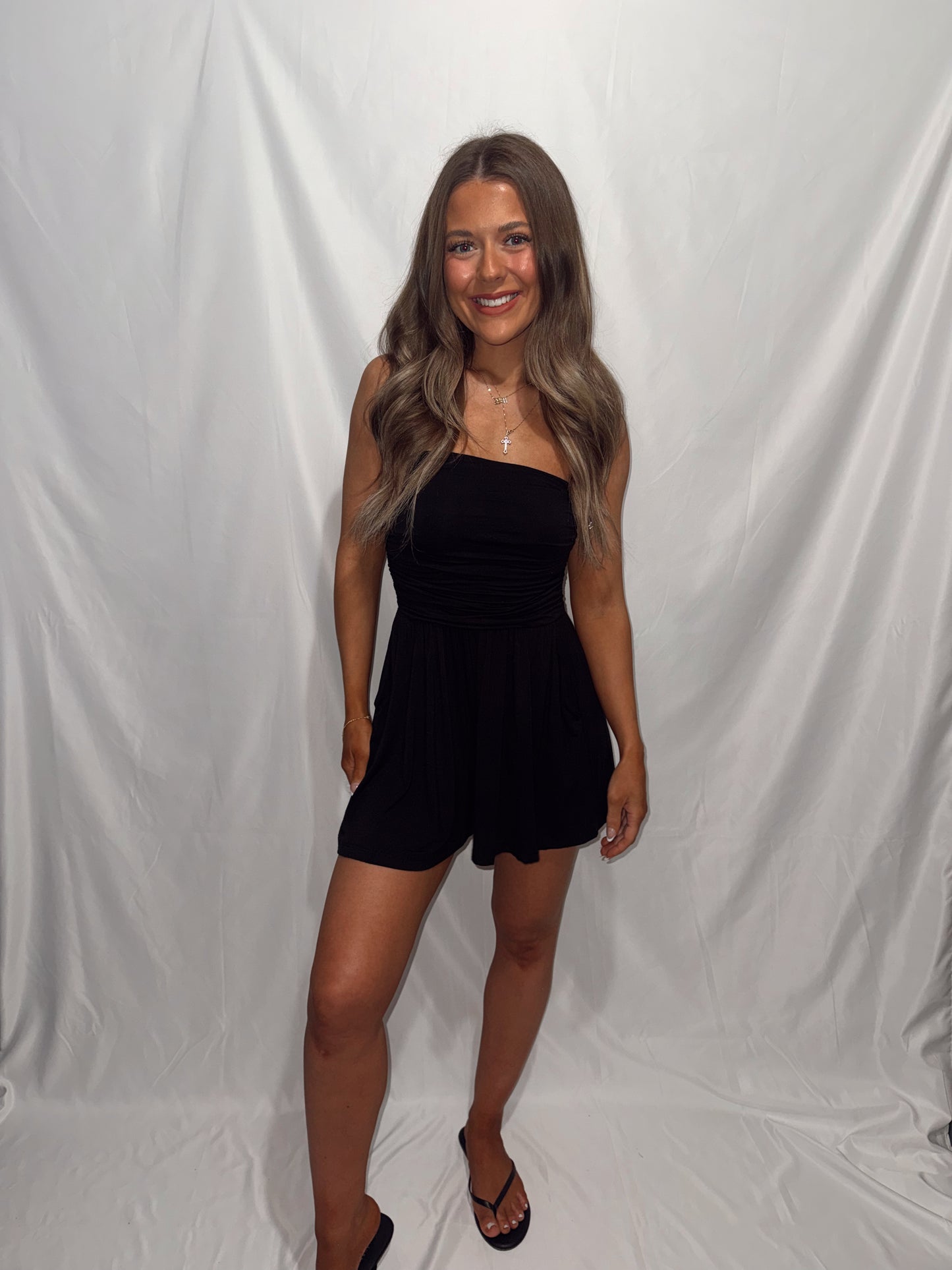 Beachside Strapless Romper - Black