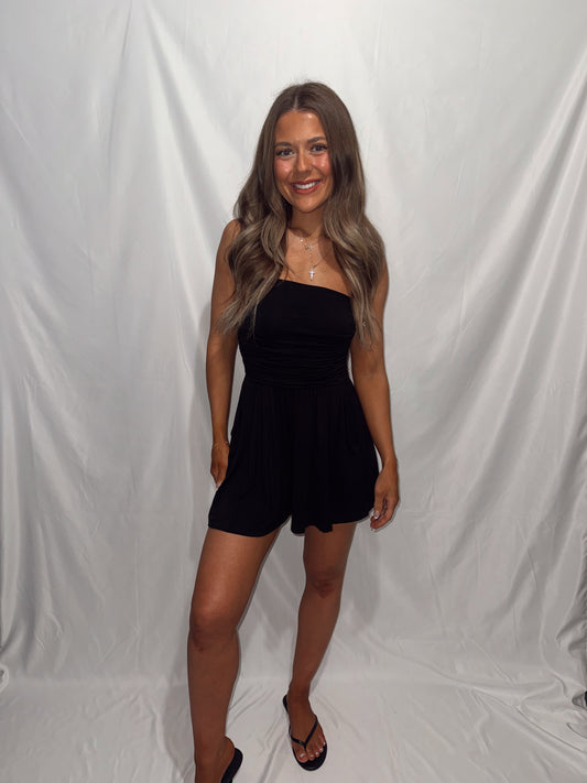 Beachside Strapless Romper - Black