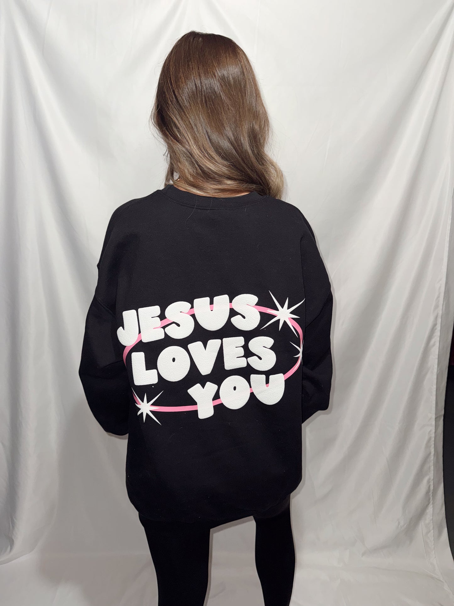 JESUS LOVES YOU Puff Graphic Crewneck (Front + Back)
