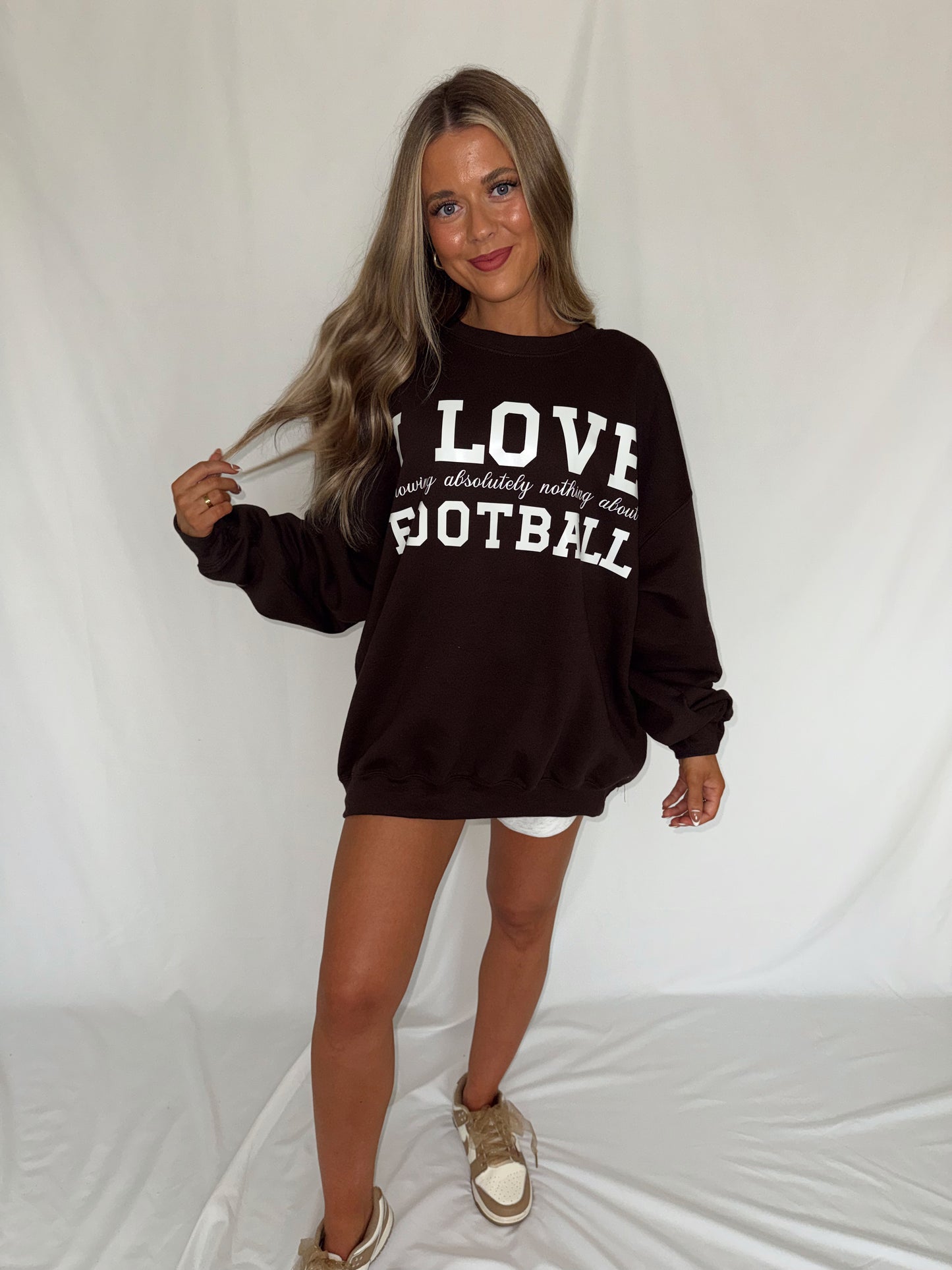 I Love Football Crewneck - Brown