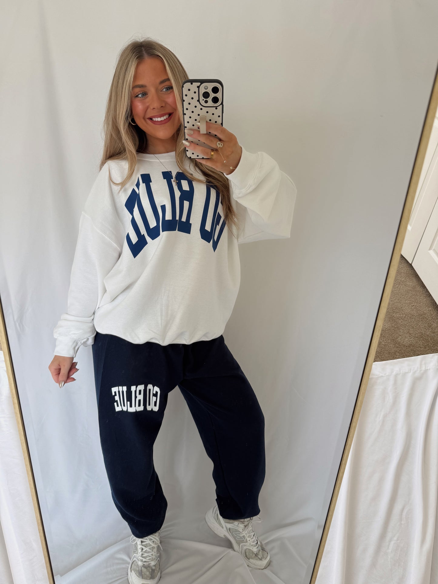 GO BLUE Arched Sweatpants - Navy/White
