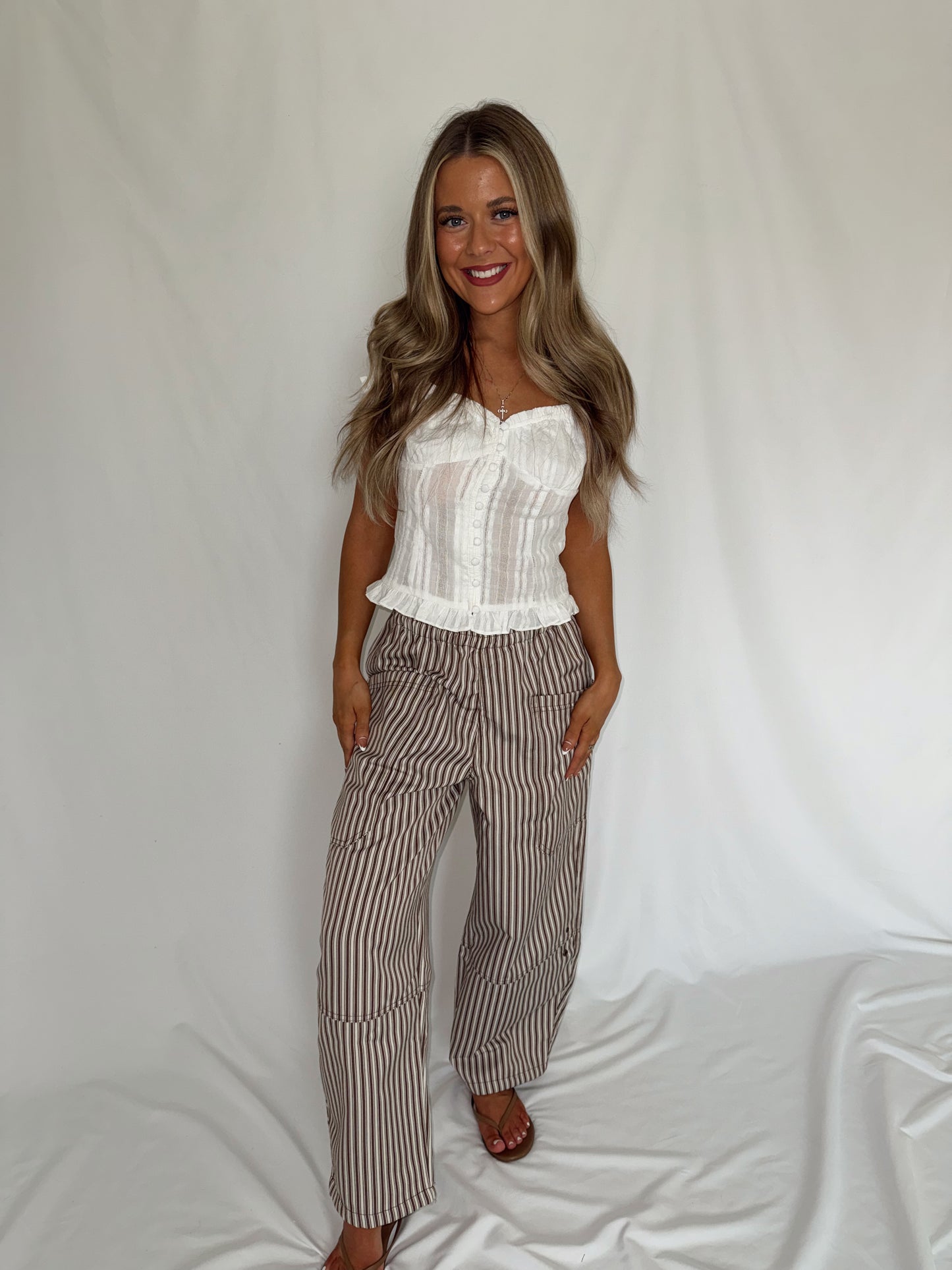 Brown Stripe Wide Leg Pants