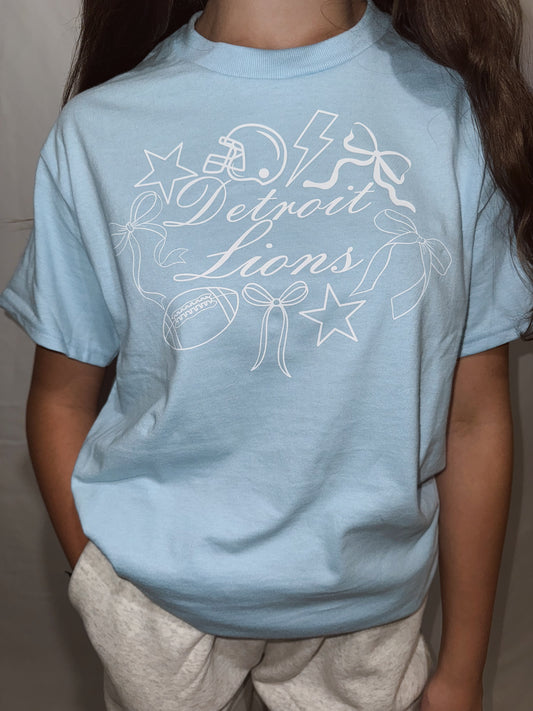 Lions Game Day Collage Tee - Baby Blue
