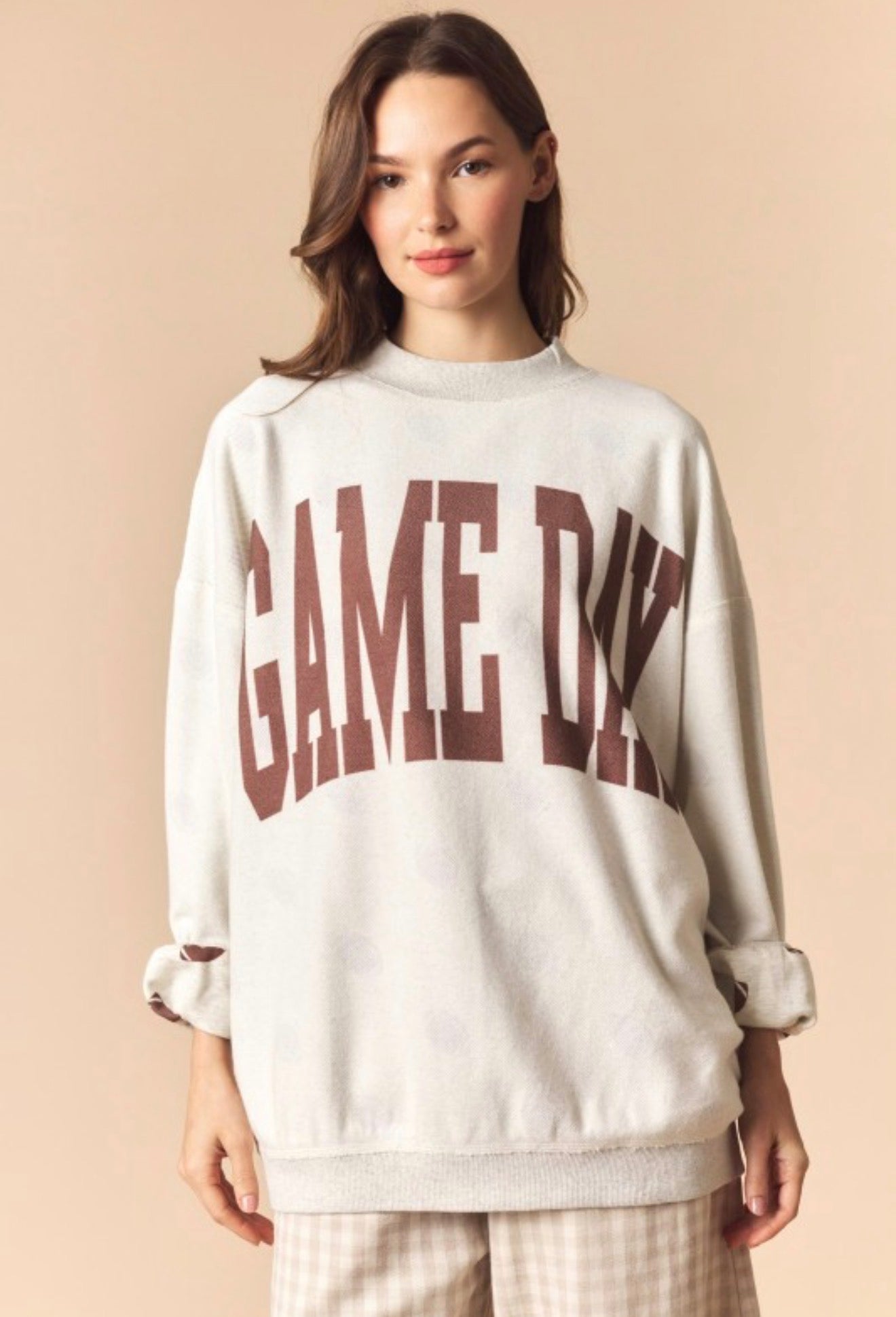 Game Day/Football Oversized Reversible Mock Neck Sweatshirt - PREORDER