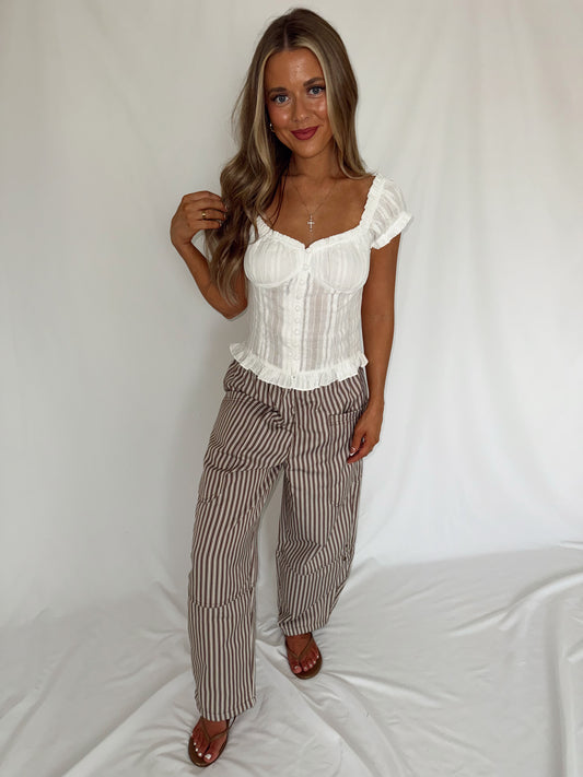 Brown Stripe Wide Leg Pants