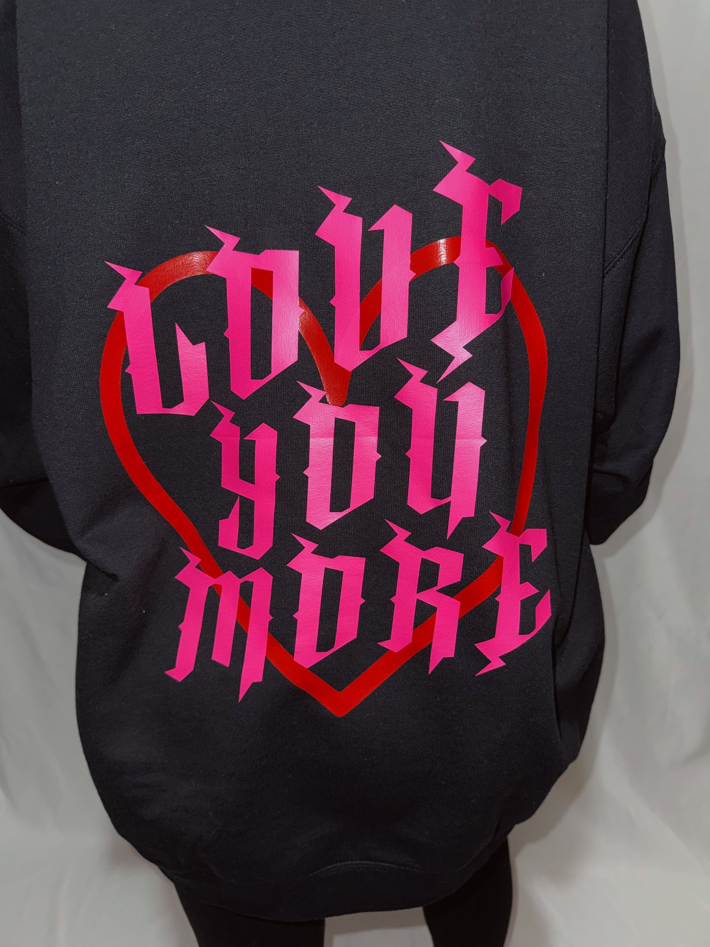 Love You More Heart Flame Crewneck - Front & Back