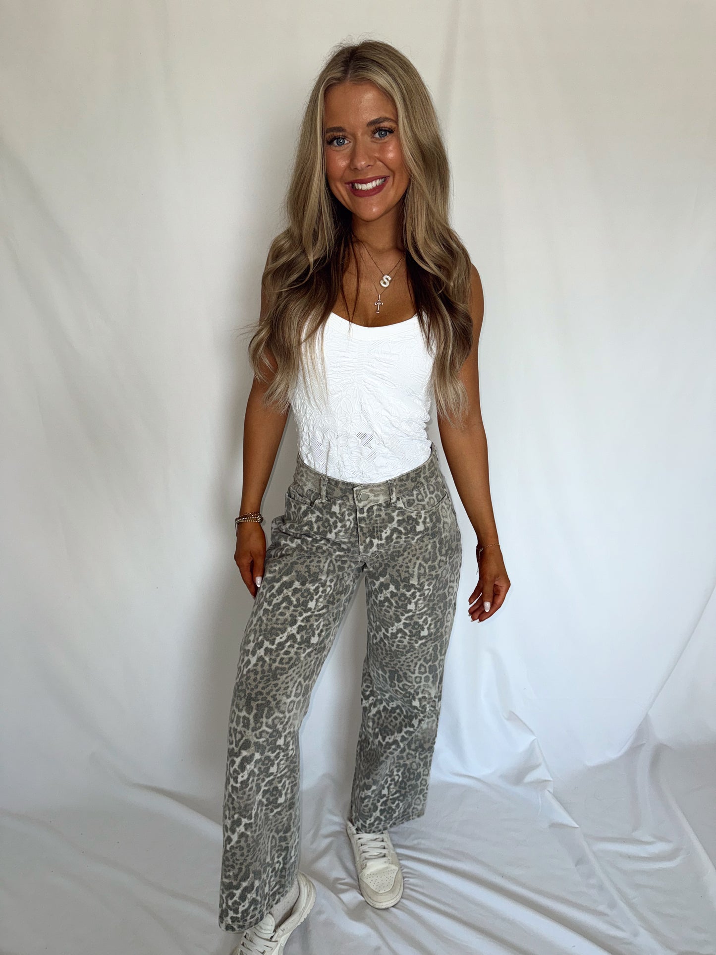 Raegan Leopard Straight Denim