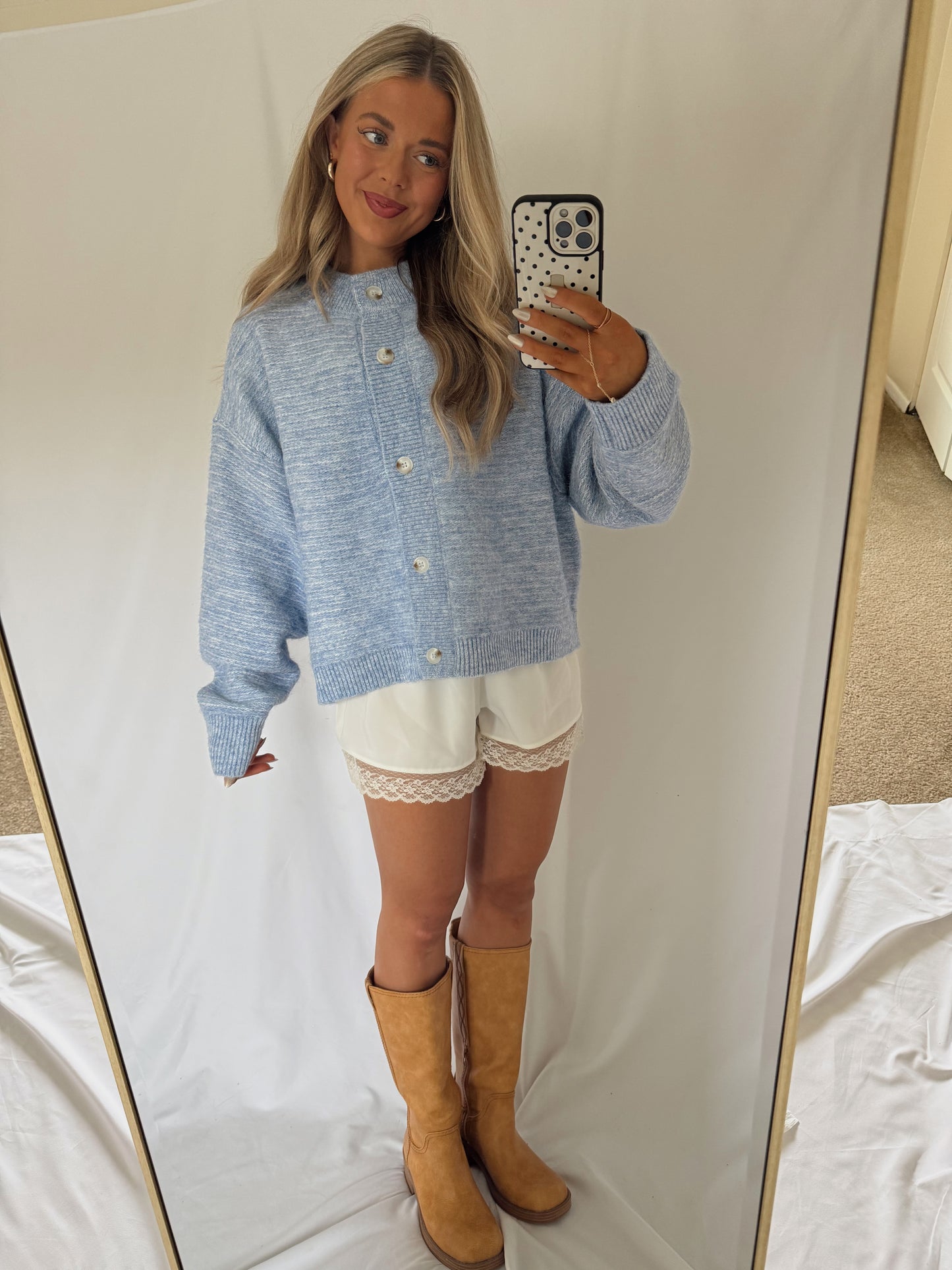 Denim Blue Oversized Cardigan Sweater