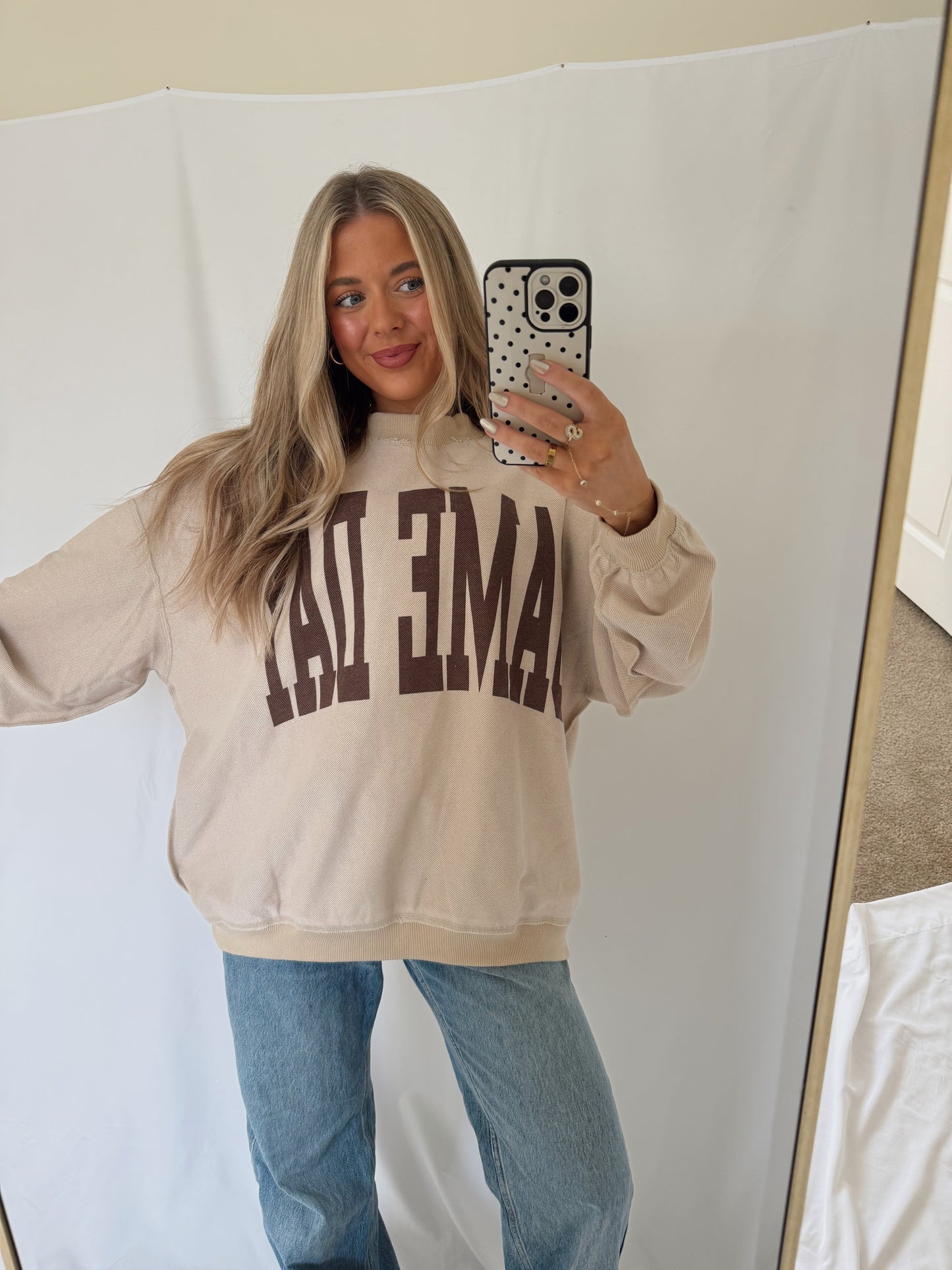 Game Day/Football Oversized Reversible Mock Neck Sweatshirt