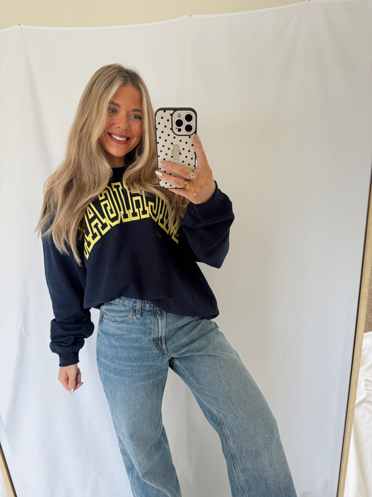 MICHIGAN Arched Crewneck - Navy/Yellow