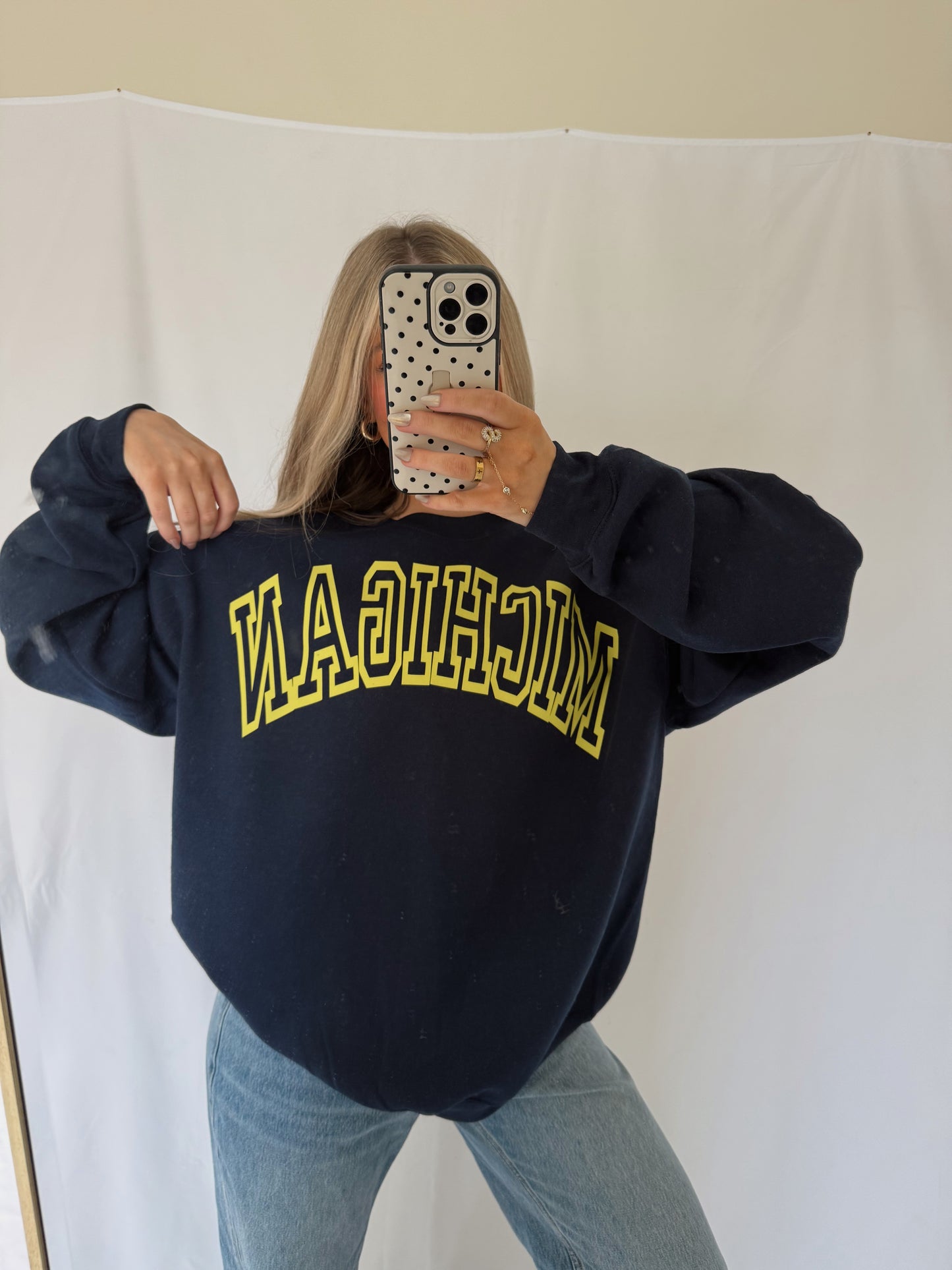 MICHIGAN Arched Crewneck - Navy/Yellow