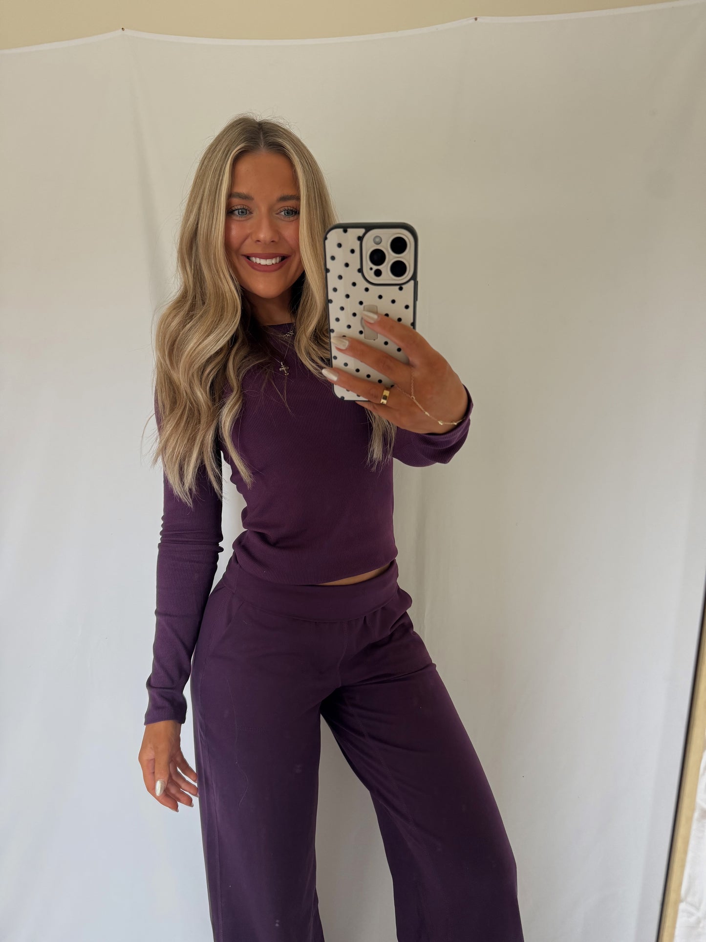 Brynley Micro Ribbed Long Sleeve Top - Plum