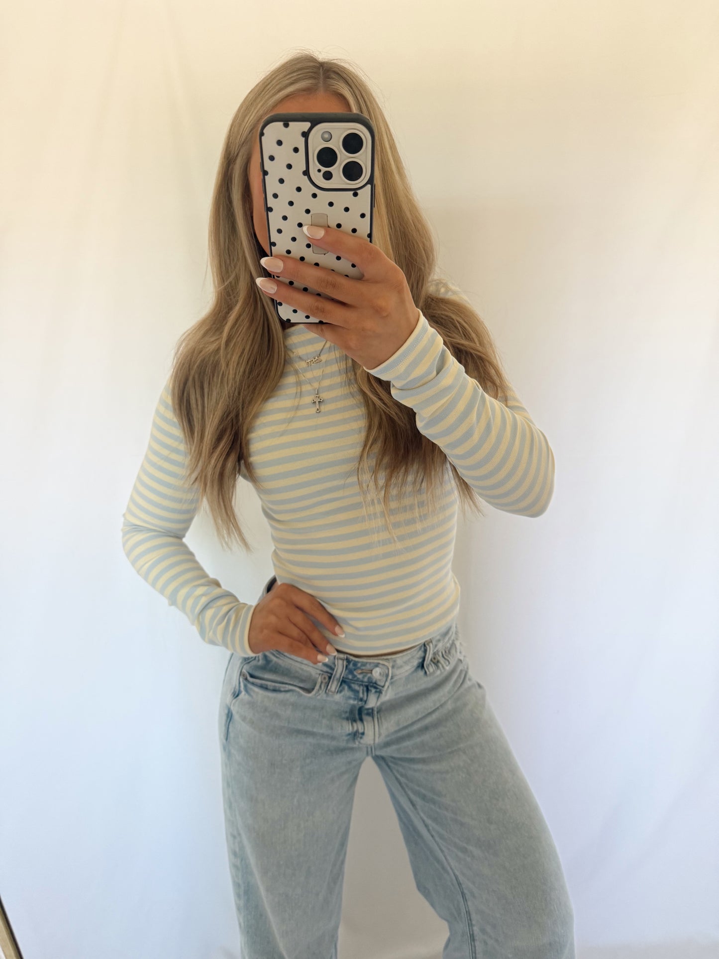 Goldie Boat Neck Long Sleeve - Butter Yellow/Baby Blue