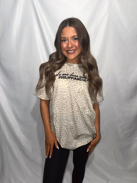 God’s Not Done With You Leopard Tee