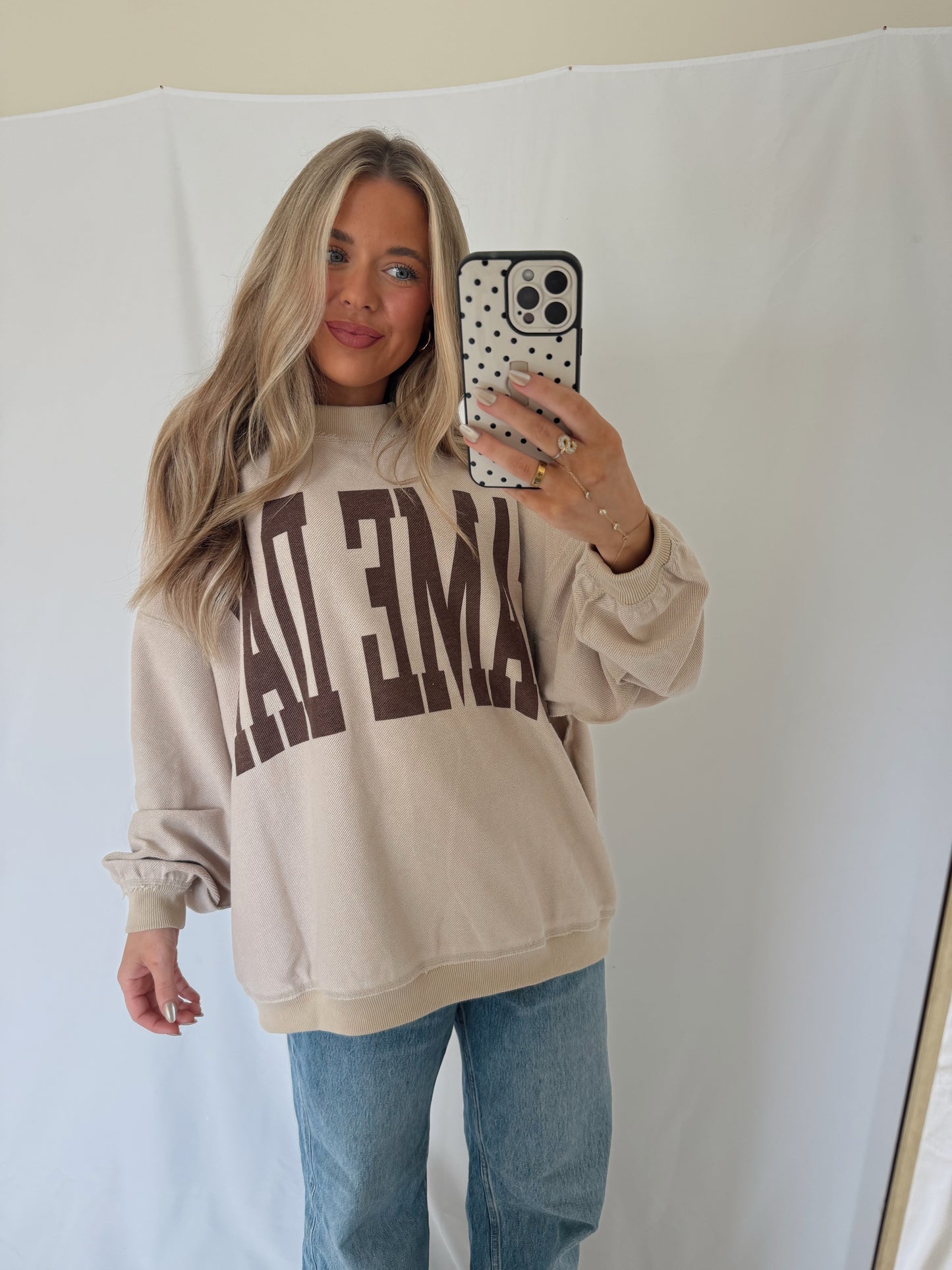 Game Day/Football Oversized Reversible Mock Neck Sweatshirt