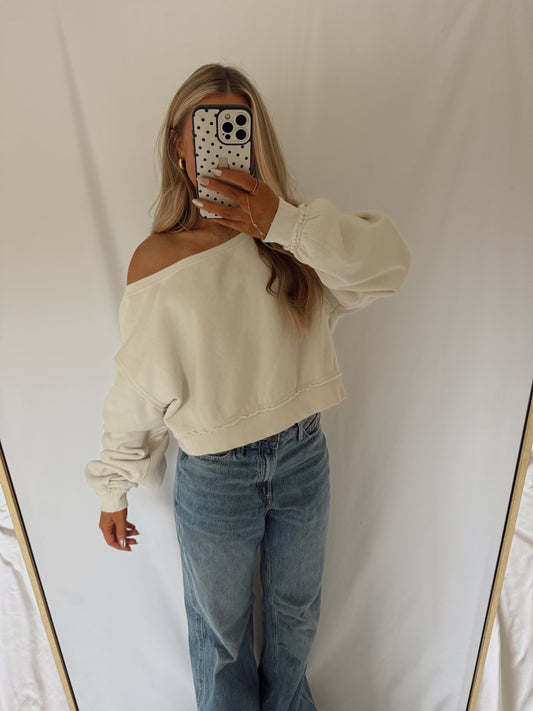 Frankie Off Shoulder Sweatshirt - Ivory