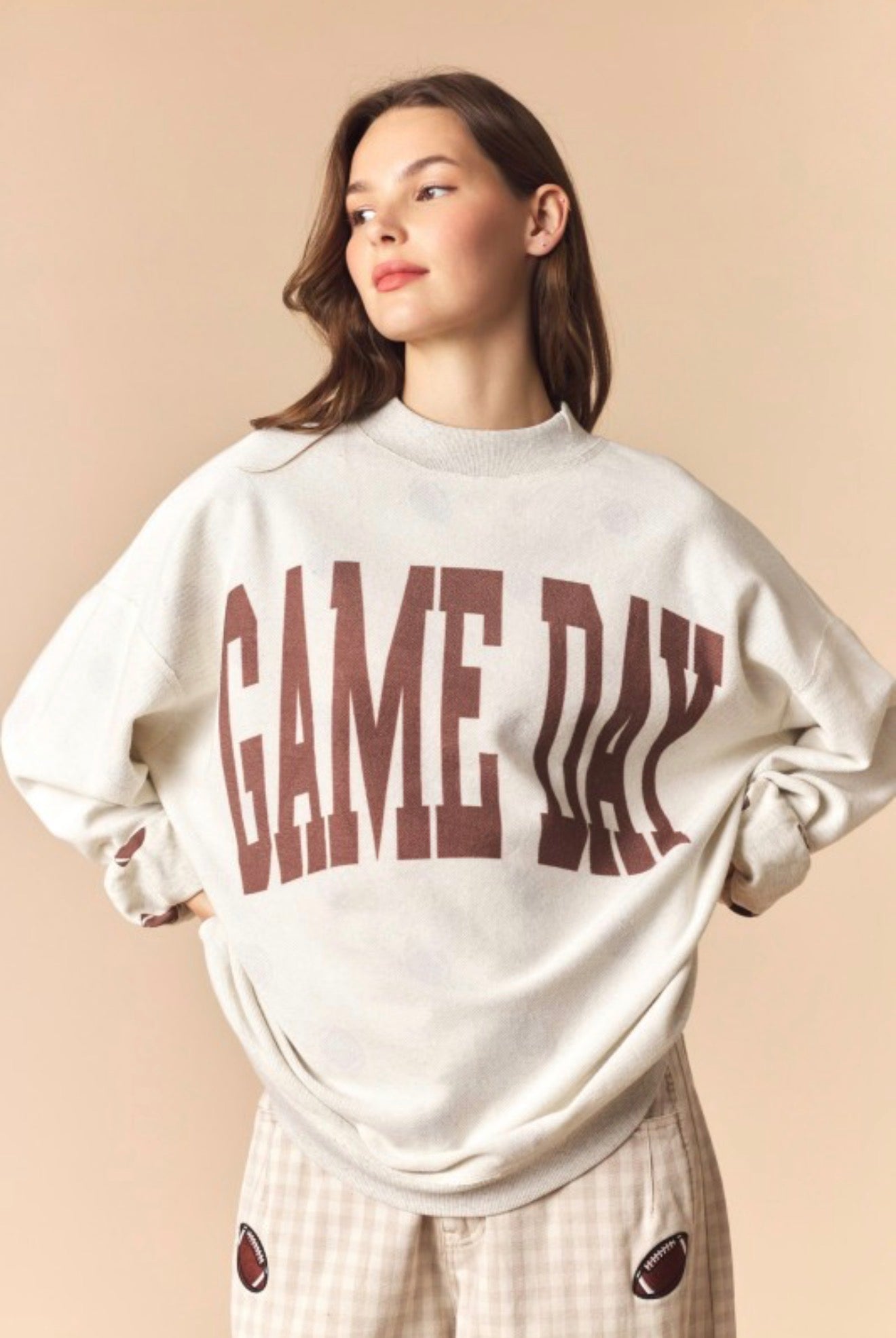 Game Day/Football Oversized Reversible Mock Neck Sweatshirt - PREORDER