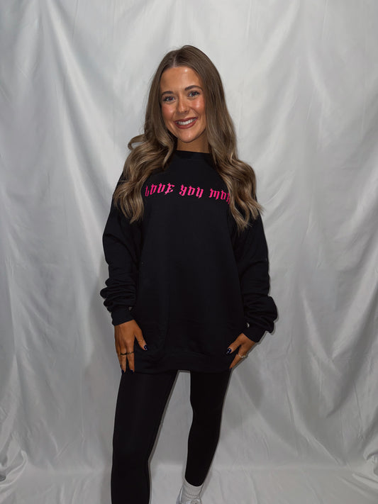 Love You More Heart Flame Crewneck - Front & Back