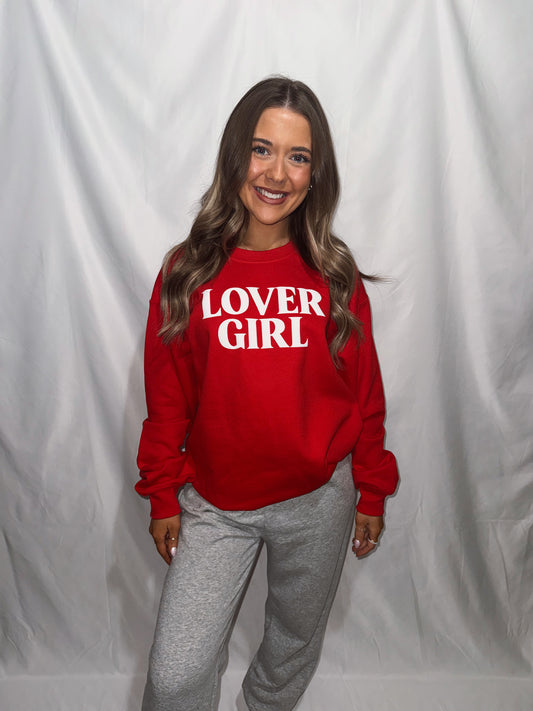 Red Lover Girl Puff Crewneck
