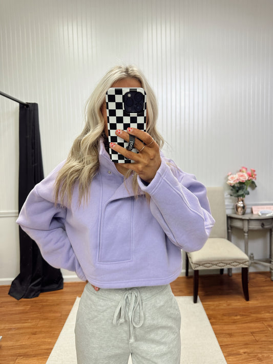 Cozy Up Button Up Cropped Sweatshirt