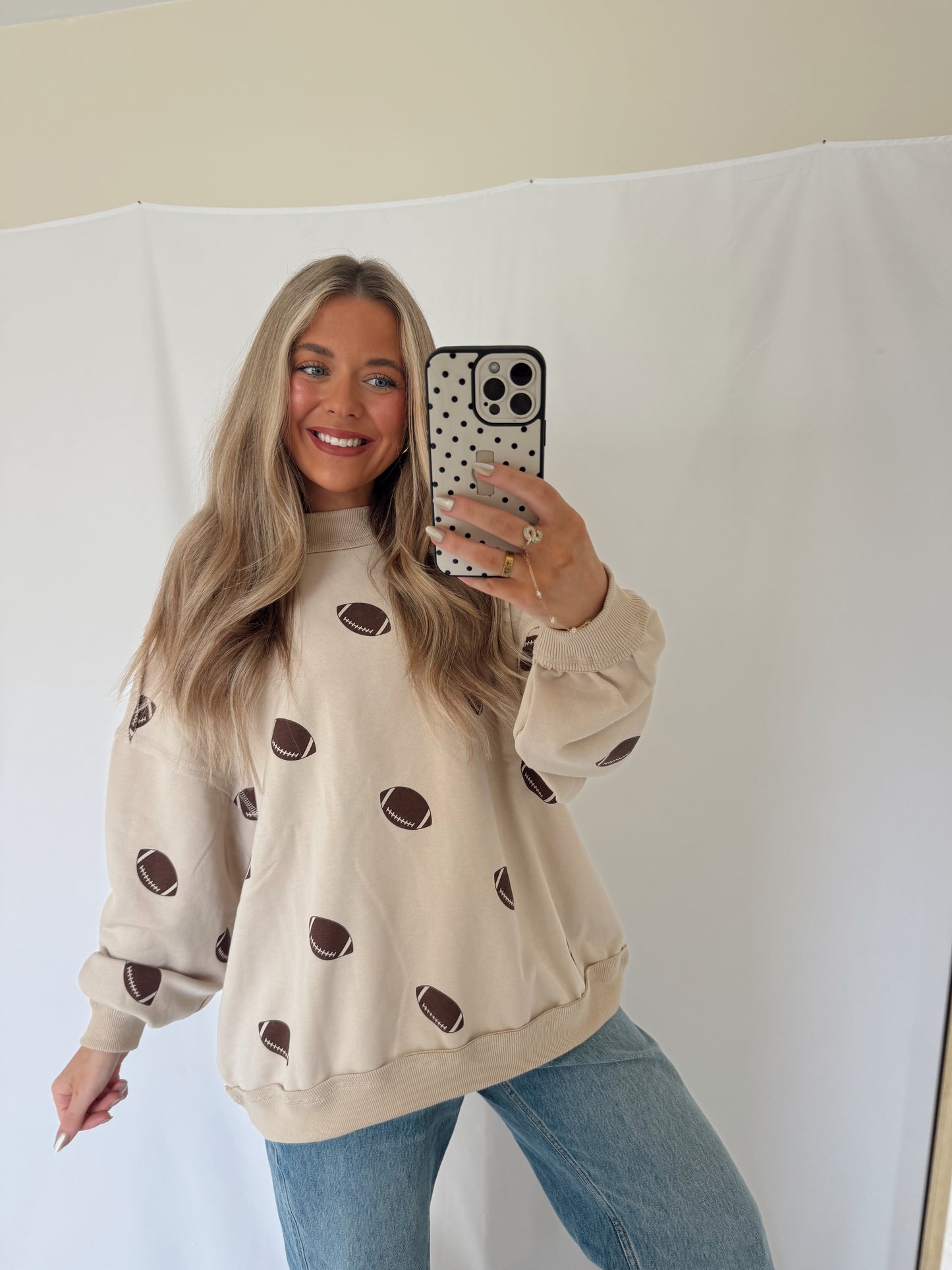 Game Day/Football Oversized Reversible Mock Neck Sweatshirt