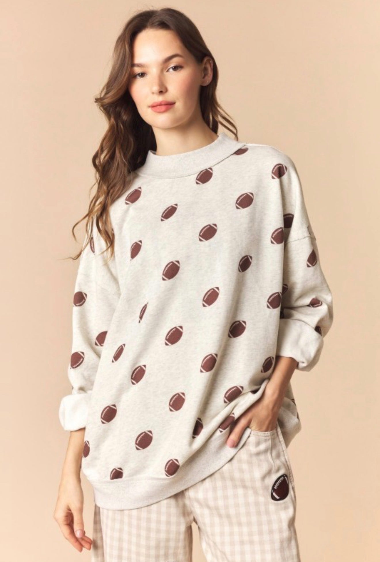 Game Day/Football Oversized Reversible Mock Neck Sweatshirt - PREORDER