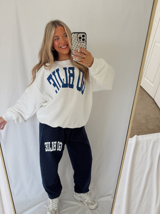 GO BLUE Arched Sweatpants - Navy/White