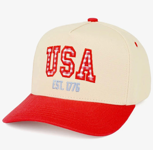 USA GINGHAM TRUCKER HAT