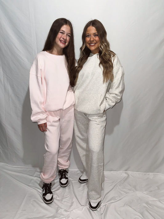 Favorite Wide Leg Sweatpants - Heather White