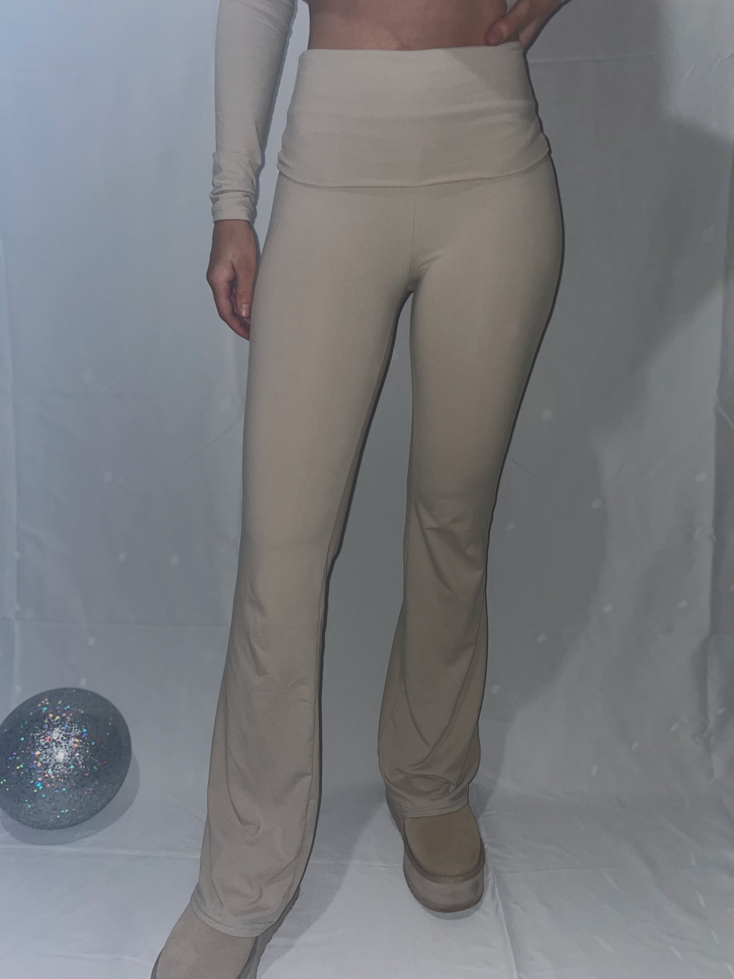 Butter Soft Foldover Flare Pants - Taupe