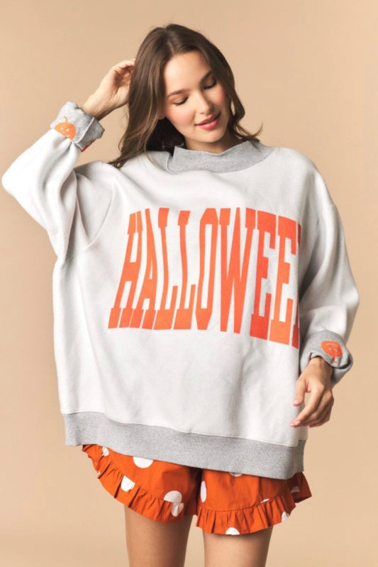 Halloween Oversized Reversible Mock Neck Sweatshirt - PREORDER