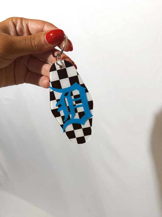 Detroit Checkered Keychain