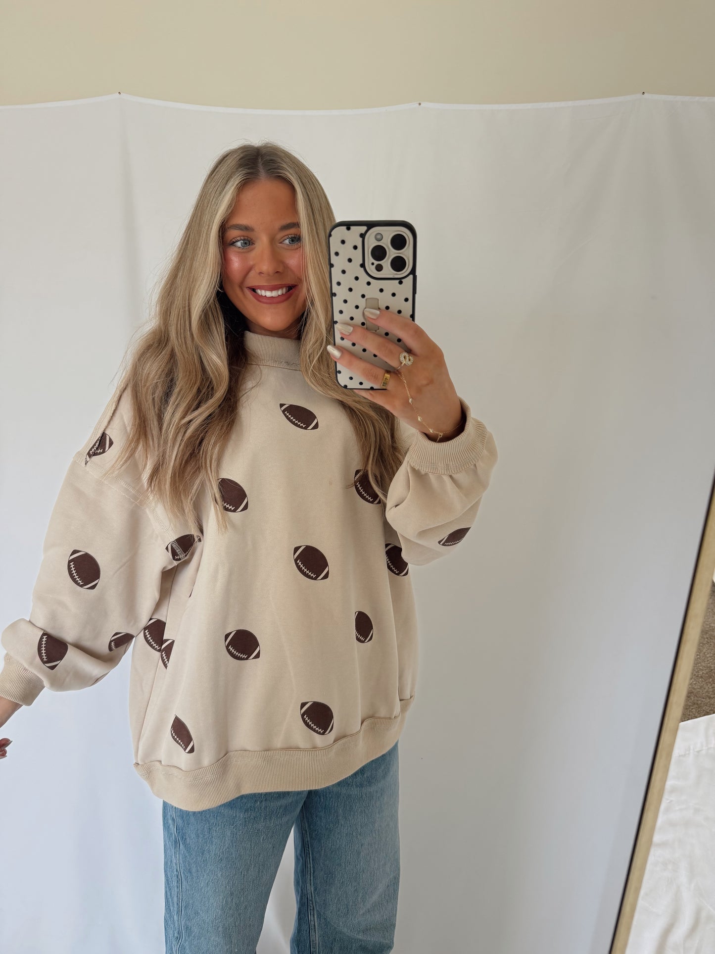 Game Day/Football Oversized Reversible Mock Neck Sweatshirt