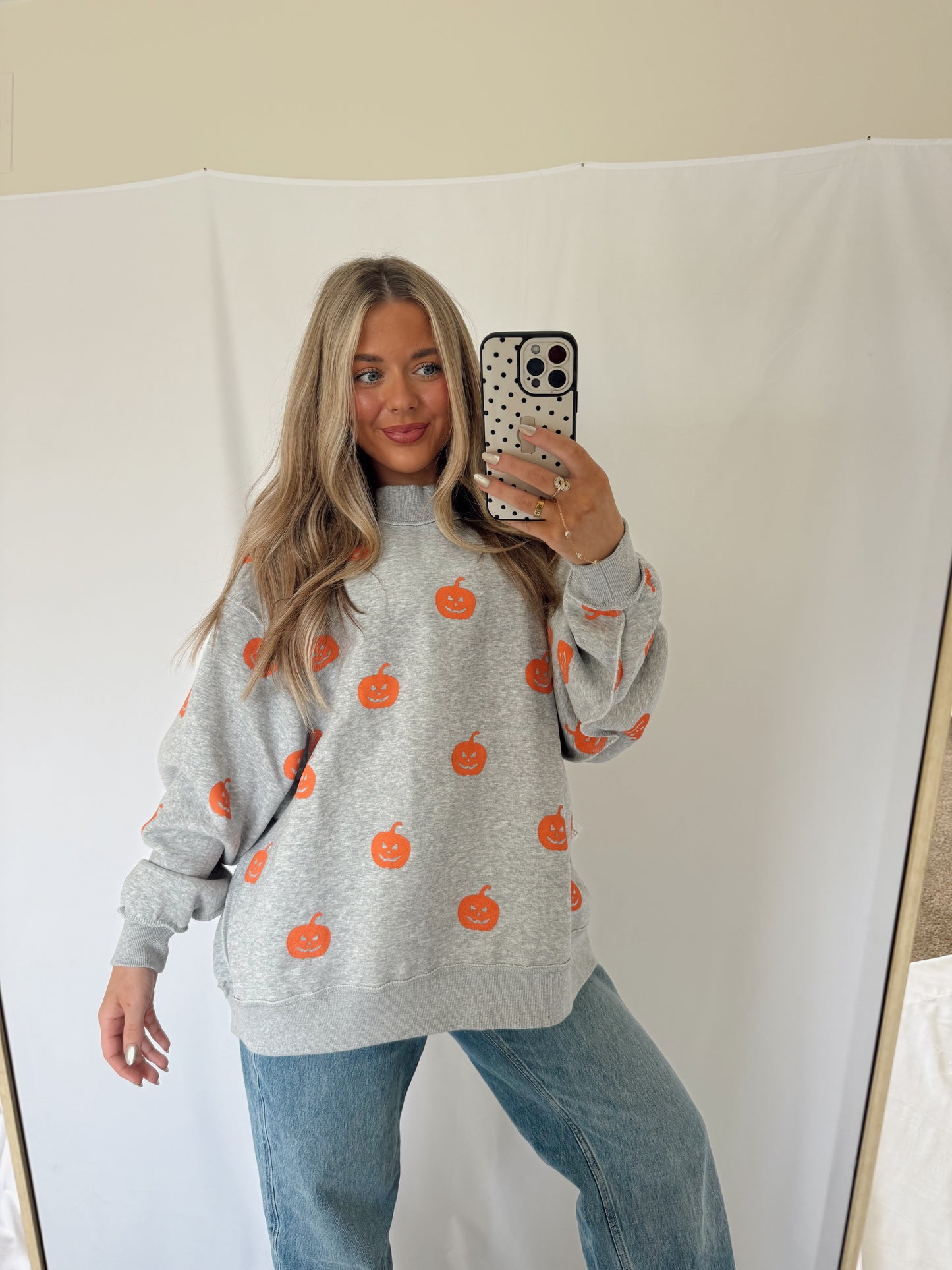Halloween Oversized Reversible Mock Neck Sweatshirt