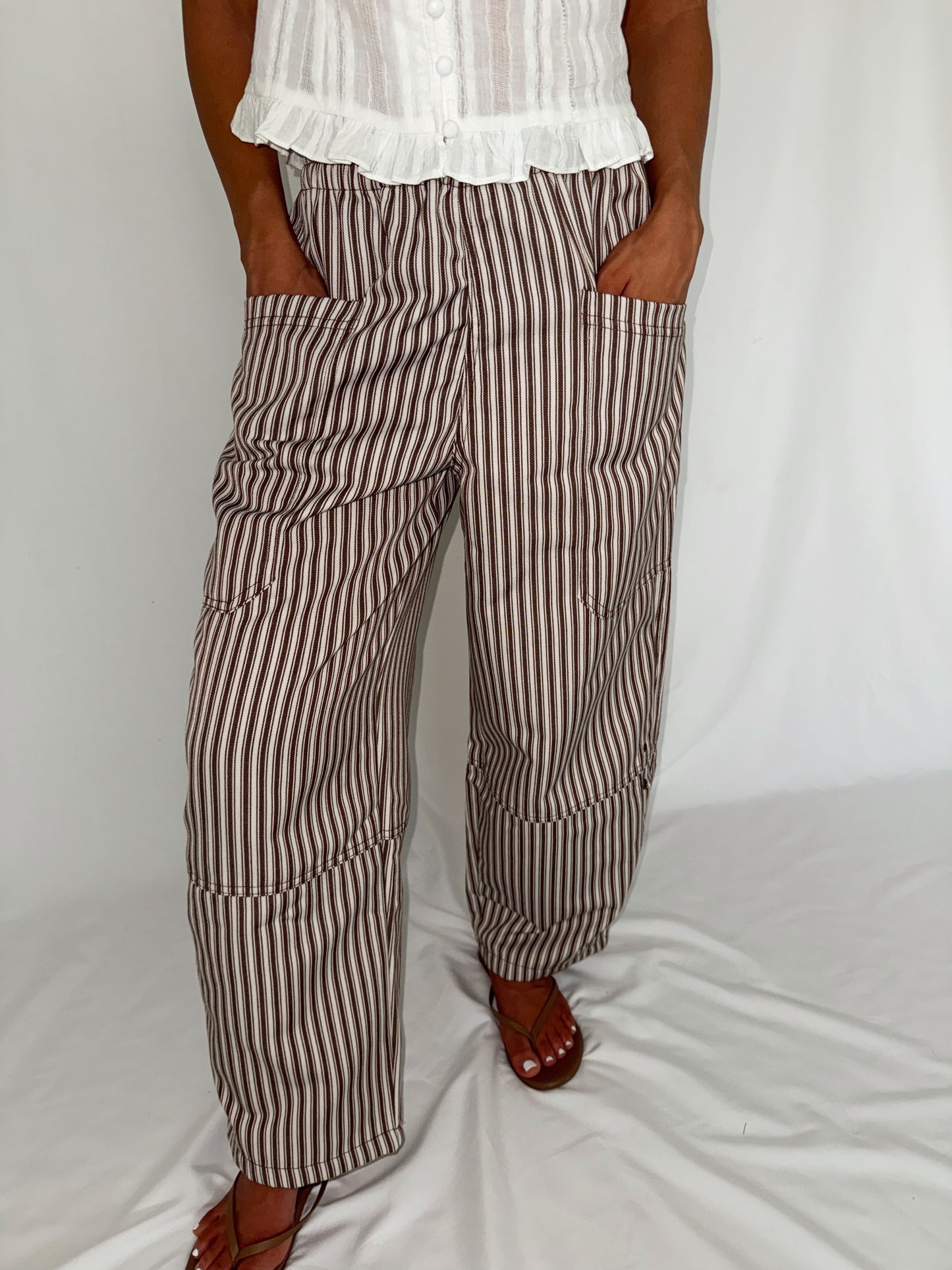 Brown Stripe Wide Leg Pants