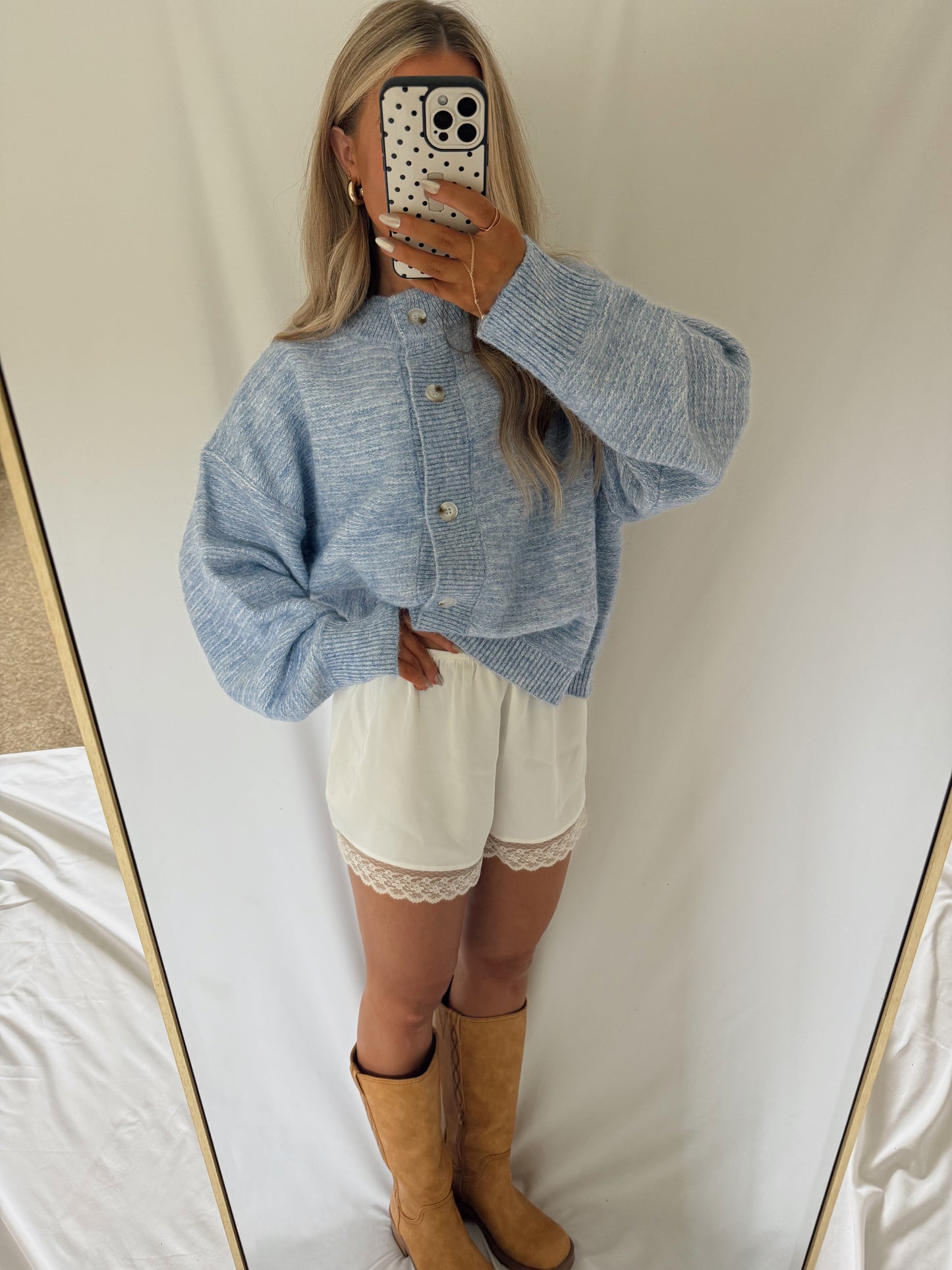 Denim Blue Oversized Cardigan Sweater