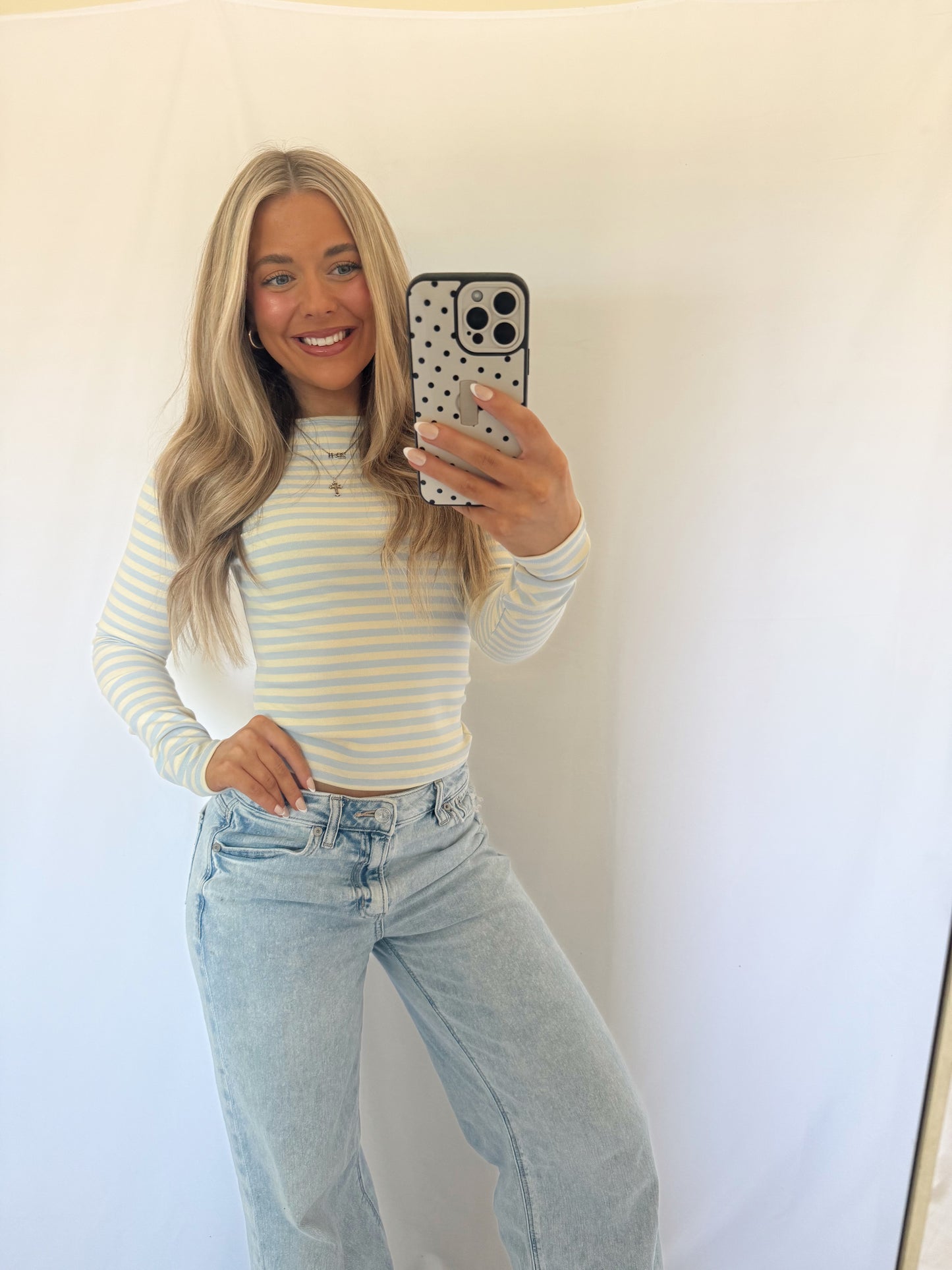Goldie Boat Neck Long Sleeve - Butter Yellow/Baby Blue