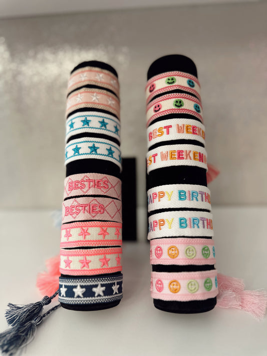 Adjustable Embroidered Tassel Bracelets
