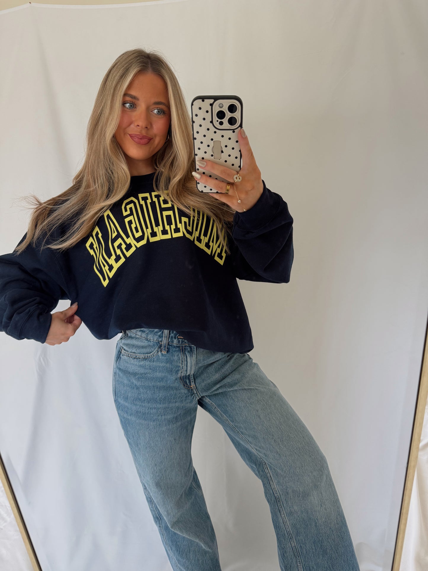 MICHIGAN Arched Crewneck - Navy/Yellow