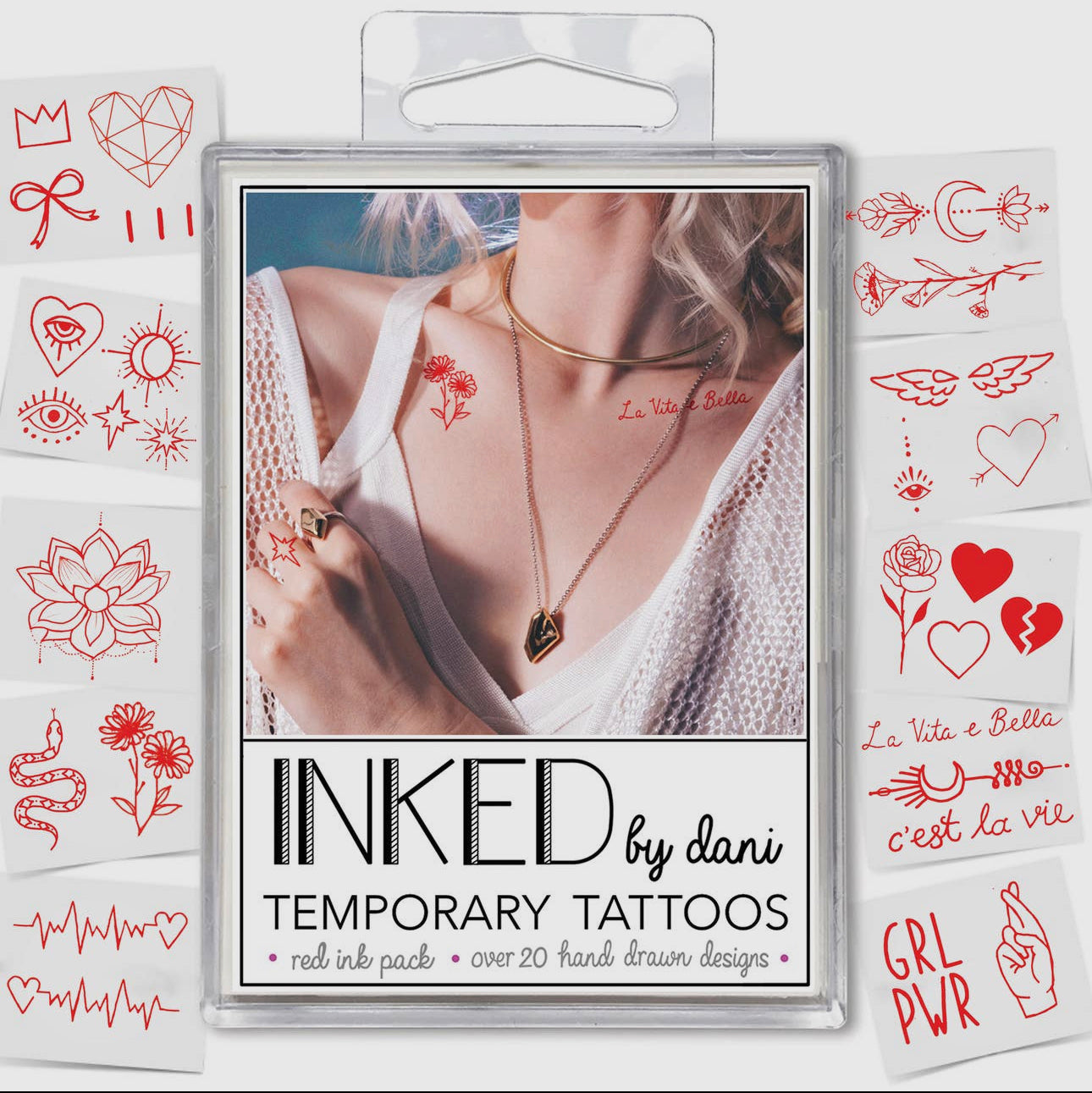 INKED Temporary Tattoos - Red Ink