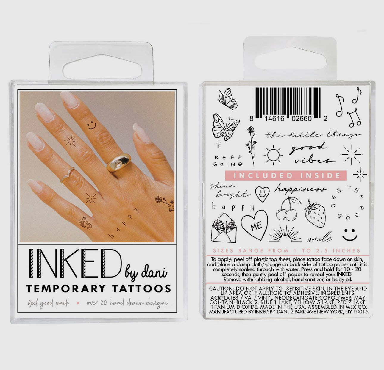 INKED Temporary Tattoos - Feel Good Pack