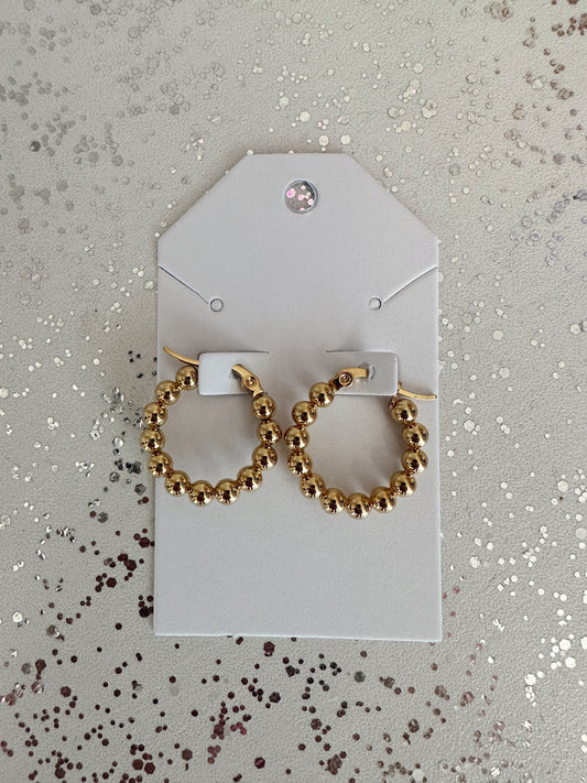 Mini Beaded Gold Hoops