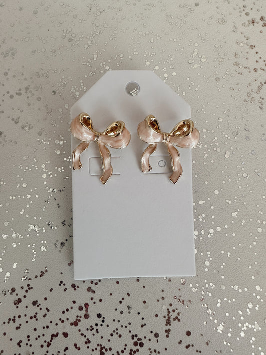Baby Pink Bow Earrings